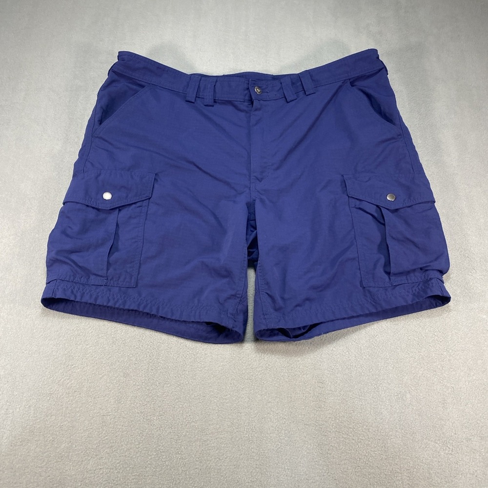 Duluth Mens 42 Cargo Shorts Blue 100% Nylon Elastic Waist Outdoor Hiking Camping